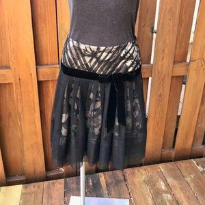 Karen Millen Black Floral Organza Skirt - 6